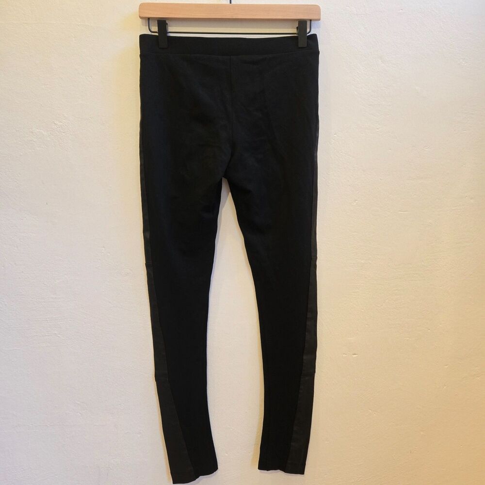 Alice + Olivia Women Leggings Skinny Pants Leather Panels Black Size 6 Moto Edgy - Picture 7 of 14